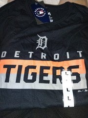 MLB Detroit Tigers Shirt Mens Large Black Baseball Outdoor Sports Casual NWT