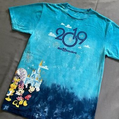 2019 Disney World New Year T Shirt Mens Medium Blue Tie Dye 2010s Orlando FL