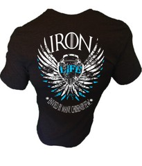 Iron Gods Iron Life Gym T-Shirt Weight Training Bodybuilding Pump Cover