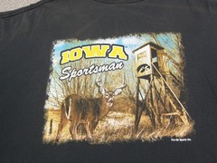 Vintage Iowa Sportsman Shirt 2XL XXL Black Deer Hunting Graphic Outdoors Classic