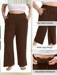 Plus Size Wide Leg Yoga Pants for Women Flowy Casual Lounge Pants Loose Pajam…