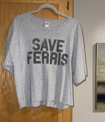 ALstyle Men’s XL Gray Crew Neck Short Sleeve Save Ferris Graphic crop distressed