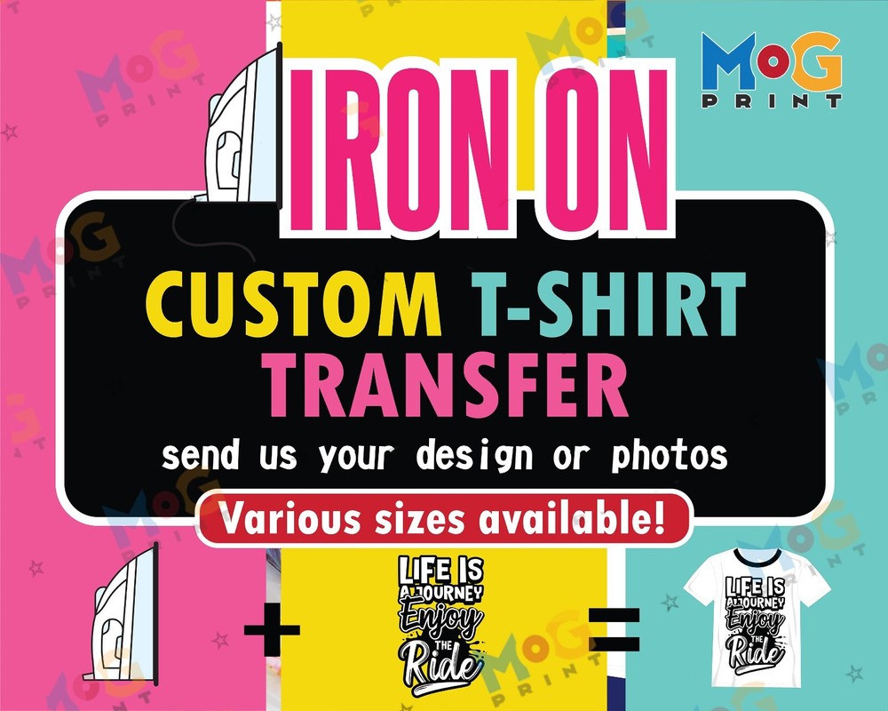 Personalised DIY Heat Transfers Iron on T-shirt Lot Apply DTF Custom Patch Logo