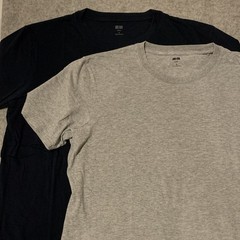 Uniqlo Supima Mens Cotton Crew Neck Short Sleeve T-Shirt Lot 2 M Blue Gray