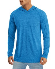 Men’s UPF 50+ Sun T-Shirts Hooded Long Sleeve UV Protection Workout Fishing Tops