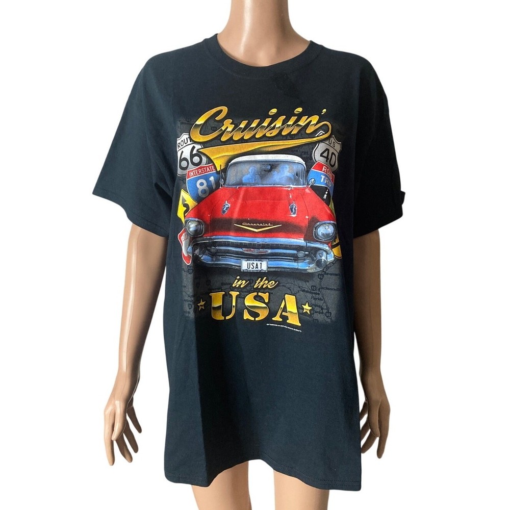 Joe Blow T’s Cruisin In The USA Chevrolet Route 66 Classic Car T Shirt Mens L
