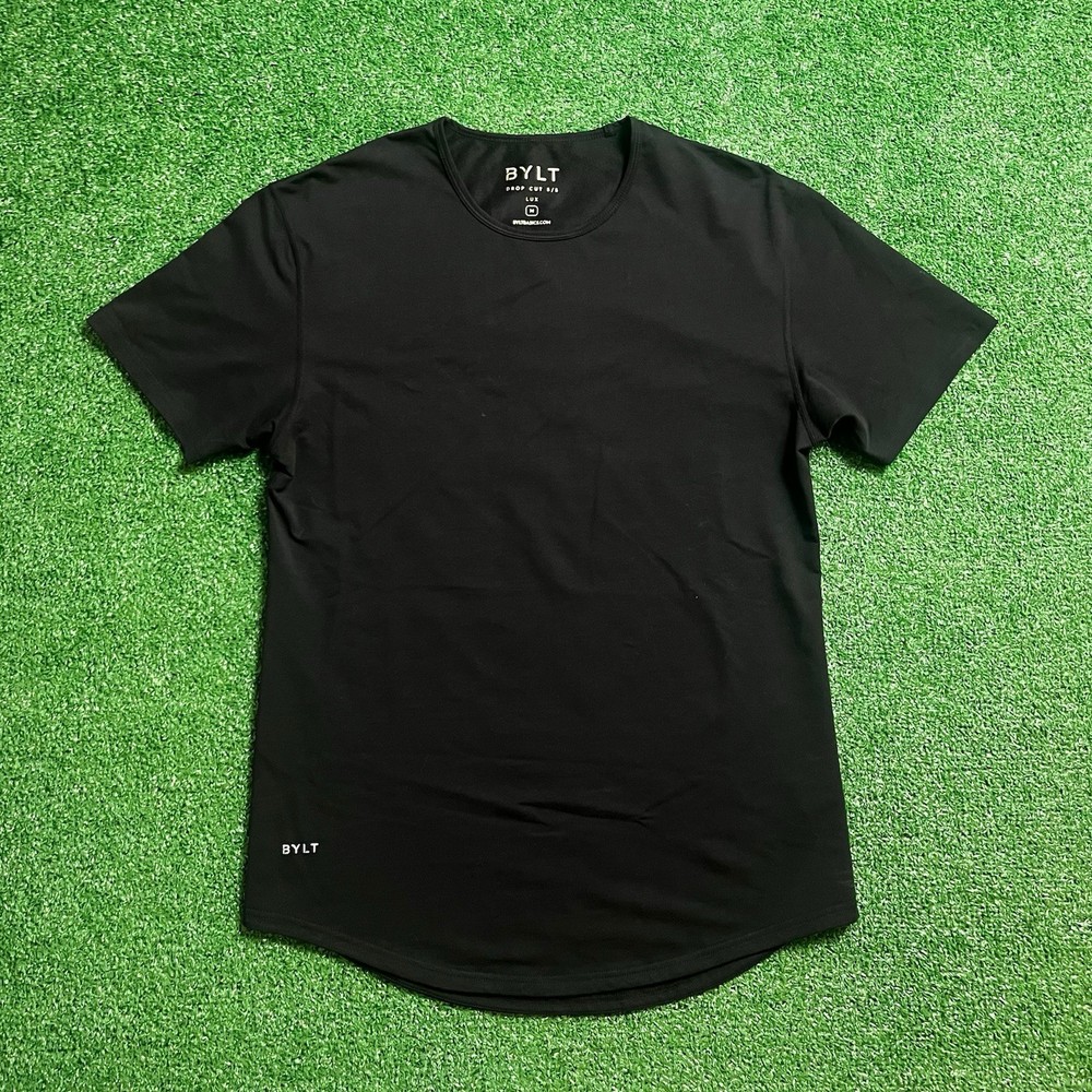 BYLT Drop Cut Lux Premium Shirt Men’s M Black Basics Crew Neck Stretch Tagless