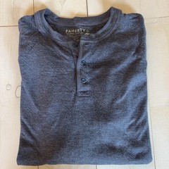 Faherty Cloud Cotton Henley Shirt Mens XL Blue Long Sleeve Tagless Tee Jersey