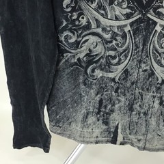 Xzavier Buckle All Over Print Studded Feather Wing Graphic T-shirt Men XL Black