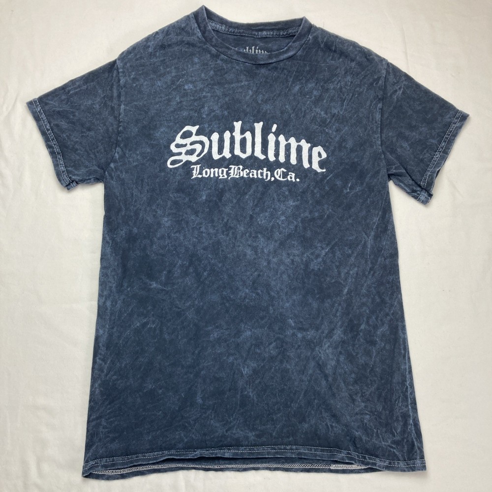 Sublime Shirt Mens Small Blue Mineral Wash Long Beach CA Boombox Graphic Band