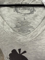 Disney Alice in Wonderland Men’s T-Shirt Grey L V-Neck Cotton Blend Tee
