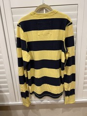 VTG Y2K Abercrombie Fitch Crew Shirt Men XXL Yellow Navy Rugby Striped Preppy