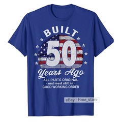 Funny 50th Birthday USA Flag T-Shirt Built 50 Years Old Ago Bday Tee Vintage Men