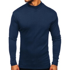 Zonbailon men’s t-shirt middle collar solid color bottomed t-shirt long sleeve