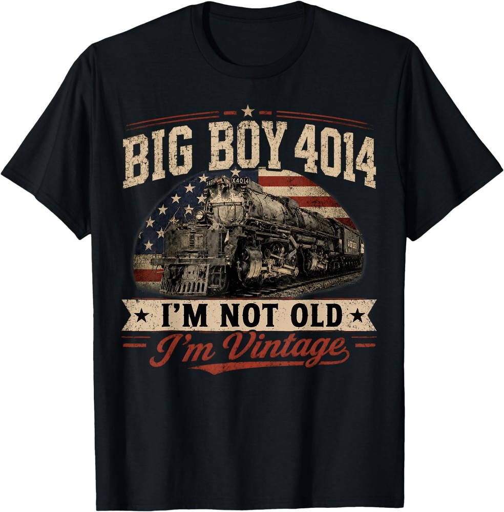 Big Boy 4014 Vintage Steam Locomotive Railroad Train Engine UNISEX Cotton Tshirt