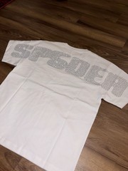 Sp5der Men’s T-Shirt White Size Medium Rhinestone Spider Web Brand New