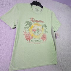 Lucky Brand Ganja Shirt Mens Large Green Smoke Jamaica Weed Casual Faded 420 NWT