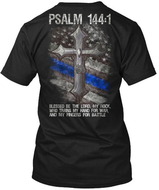 Thin Blue Line Psalm 1441 T-Shirt Made in the USA Size S to 5XL