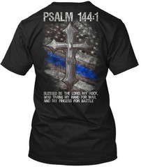 Thin Blue Line Psalm 1441 T-Shirt Made in the USA Size S to 5XL