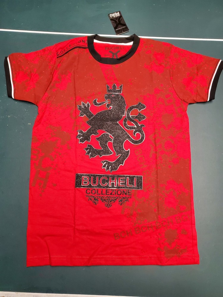 Men’s Bucheli Slim Fit Red Cotton/Lycra Stretch Fashion Tee Free Ship
