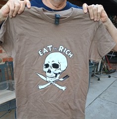 Large EAT THE RICH anti Trump Anti Musk punk T-Shirt antifa Motorhead GBH
