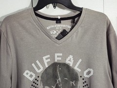 Buffalo David Bitton v-neck short sleeve stretch muscle t-shirt skull gray XL