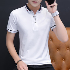 BROWON 2023 New Arrival Summer T-shirt Men Short Sleeve Slim Turn-down Collar