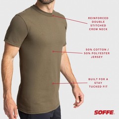 Soffe Men’s 3 Pack USA Poly/Cotton Military Tee, Tan, XLarge