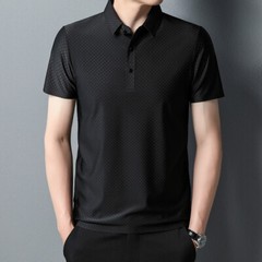 New Traceless Short Sleeve Men’s Solid Color Fashion Casual Lapel T-shirt