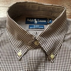 Ralph Lauren Blake Gingham Check Long Sleeve Shirt Brown/White M For 14Y+ Japan