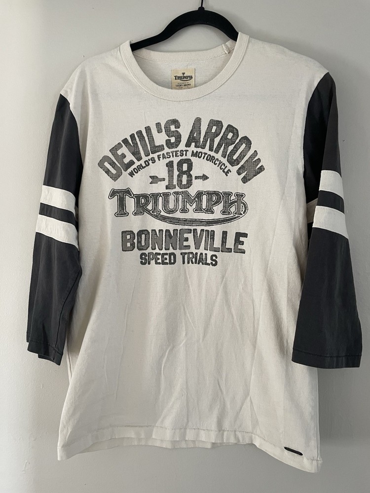 VTG. Lucky Brand Triumph DEVIL’S ARROW 3/4 Sleeve BONNEVILLE SPEED TRAILS 18 S