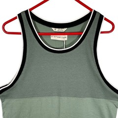 Distortion Mens Sage Green Mesh Panel Cotton Tank Top Sleeveless Shirt Size M