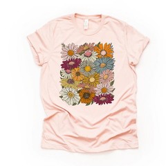 Retro Daisy Collage Comfort Tee Colorful Vintage Flower Shirt