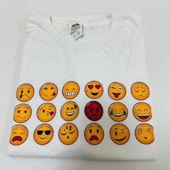 Fruit Of The Loom Men’s XL T-Shirt Emoticon Cute Smileys Face White HD Cotton