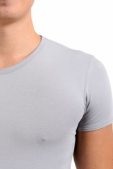 Versace Collection Men’s Gray Stretch V-Neck Short Sleeve T-Shirt US S IT M