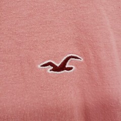 Hollister Must Have Collection 1/4 Button T Shirt Mens M Seagull Logo Pink