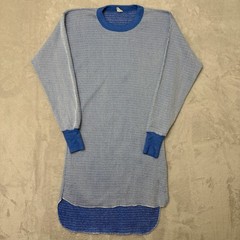 Hanes Vintage Thermal Top Blue/White Textured Weave Pattern XL 50/50 blend knit