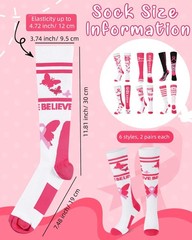 12 Pairs Breast Cancer Awareness Socks Bulk Pink Ribbon Knee High Compression…