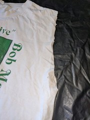 Bob Marley Vintage T Shirt Size XL Wake Up And Live Cut Off Sleeveless Spots