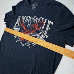 American Eagle Mens Navy Graphic Tee L Athletic Fit Americana Biker Patriotic