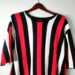 CSG T-Shirt Men 3XL/TG Striped Pullover Short Sleeve Cotton Crew Neck Preppy Y2K