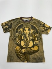 Men’s Brown Ganesha Graphic T-Shirt Kids Crew Neck Cotton Size Medium