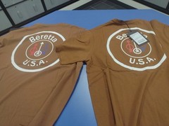 2 Official Licensed Beretta Tabacoo Brown Circle T Shirt Gun Pistol UK M / US S