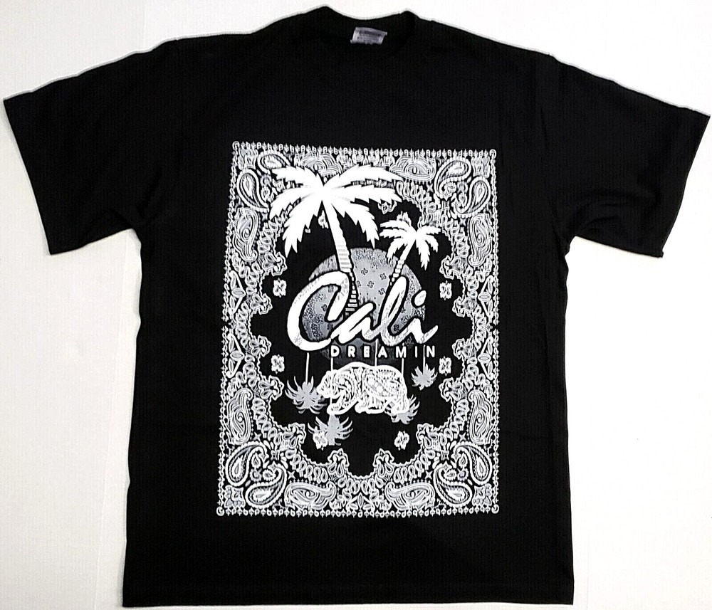CALIFORNIA DREAMIN T-shirt CA Paisley Palm Tree Urban Streetwear Men’s Tee New