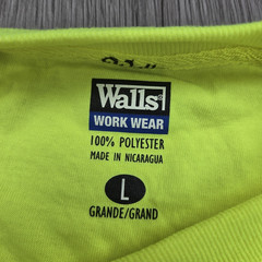 Walls Hi Vis Shirt Large Yellow Short Sleeve Tee Moisture Wick Anti Odor Rugged