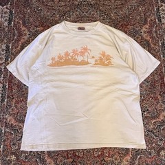 Vintage Billabong Spell Out Graphic T Shirt XL Beige Y2K Surf Palm Tree Sunset T