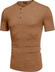 Men’s Short Sleeve Henley Shirt Casual Summer Tee Lightweight Breathable Solid T