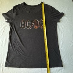 Retro Faded Spell Out AC/DC Gray Tee Size Large