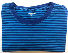 Lands’ End Men’s Supima Cotton T-Shirt Blue Striped Short Sleeve XL Casual