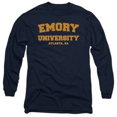 Emory University Adult Long Sleeve T-Shirt Circle Logo, Navy, S-3XL